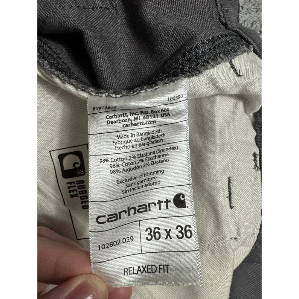 Carhartt BN2802-M 36x36 Relaxed Rugged Flex Double Front Utility Pants Dim Grey